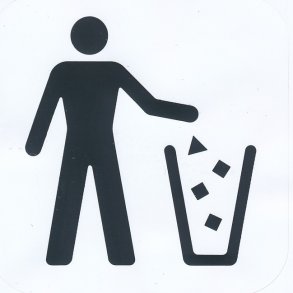 Affaldskurv - 57x57 mm selvkl�bende plast - leveres i bdt a 10 stk