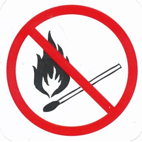 Ingen ild - 57x57 mm selvkl�bende plast - - leveres i bdt a 10 stk