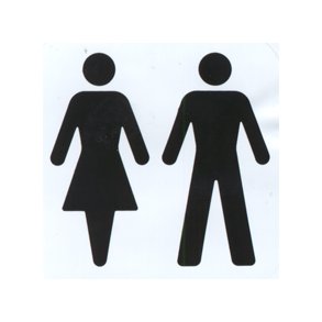 Herrer/damer - 57x57 mm selvkl�bende plast - leveres i bdt a 10 stk