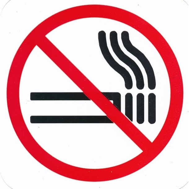 Tobaksrygning l forbudt - 57x57 mm selvklbende plast - - leveres i bdt a 10 stk