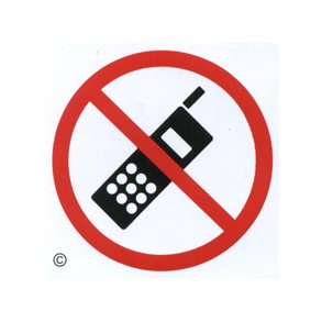 Mobiltelefon forbudt - 57x57 mm selvkl�bende plast - leveres i bdt a 10 stk