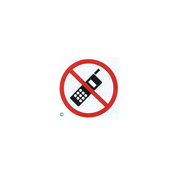 Mobiltelefon forbudt - 57x57 mm selvklbende plast - leveres i bdt a 10 stk