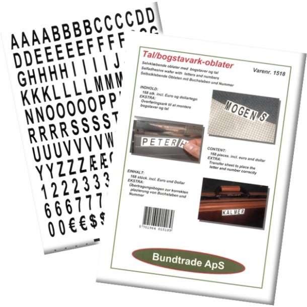 Labelark med selvklbende tal-bogstaver - 168 stk
