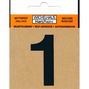 1- selvklbende tal  SORT 15 mm  - leveres i bdt. a 10 stk