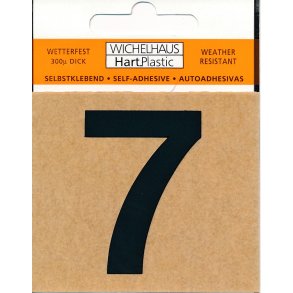 7 - selvklbende tal  SORT 15 mm  - leveres i bdt. a 10 stk