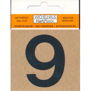 9 - selvklbende tal  SORT 15 mm  - leveres i bdt. a 10 stk