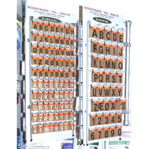 Display til bord eller vg 50 mm hvide tal og bogstaver