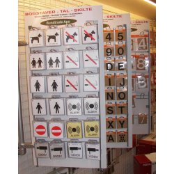  Display til bord eller vg 50 mm sorte tal og bogstaver