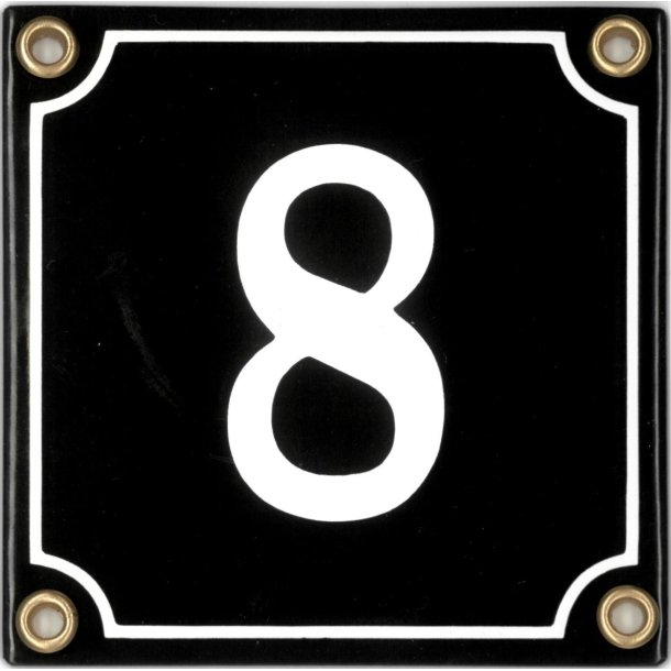 Husnummer i emalje - 1 ciffer