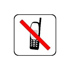 Mobiltelefon forbudt - symbol 8x8 cm