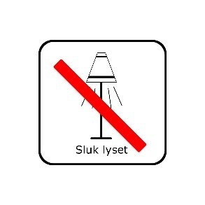 Sluk lyset - symbol 8x8 cm