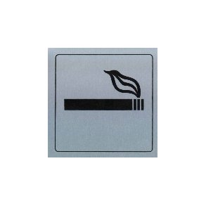 Rygning tilladt  -  selvkl�bende skilt i aluminium 90x90 mm