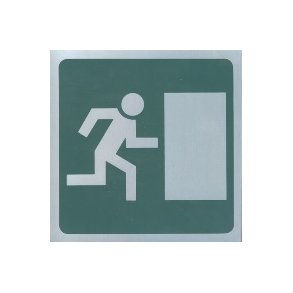 N�DUDGANG -  selvkl�bende skilt i aluminium 14x14  mm