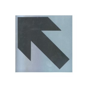 SKR�  SORT PIL -  selvkl�bende skilt i aluminium 14x14  mm