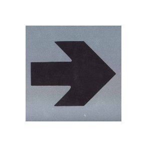 SORT PIL -  selvkl�bende skilt i aluminium 14x14  mm