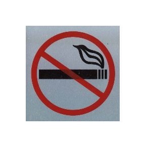 TOBAKSRYGNING FORBUDT-  selvkl�bende skilt i aluminium 14x14  mm