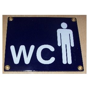 WC - HERRESYMBOL- emaljeskilt 17x12 cm