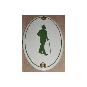 HERRESYMBOL- ovalt emaljeskilt blt  7x10 cm