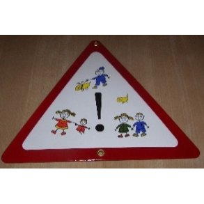 Pas p legende brn - emaljeskilt hvidt/rdt  : 24x24x24