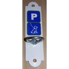 Hundekrog - emaljeskilt bl/hvid 15x5 cm