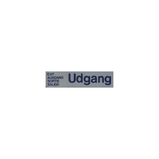 Udgang + 4 sprog - 40x160 mm hrd plast selvklbende