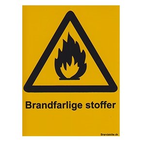 Brandfarlige stoffer med tekst 200mm x 148 mm