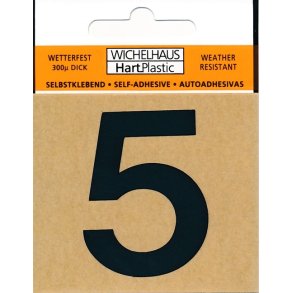 5 - selvklbende tal SORT 80 mm  