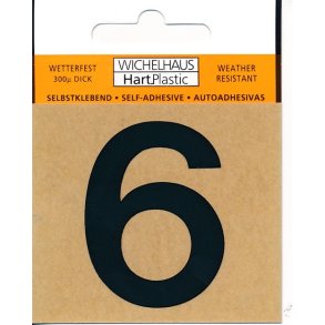 6 - selvklbende tal SORT 80 mm  