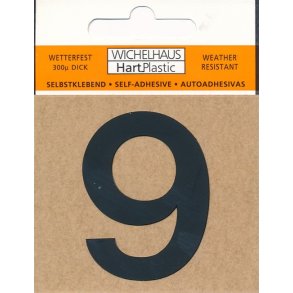 9 - selvklbende tal SORT 80 mm  