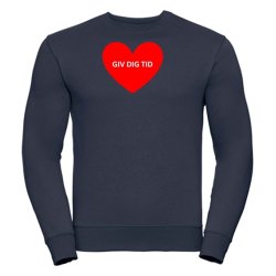 Sweatshirt med tryk Giv dig tid med r�d hjerte