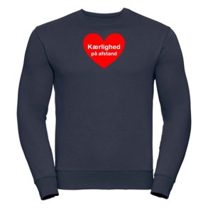 Sweatshirt med tryk - k�rlighed p� afstand - r�dt hjerte