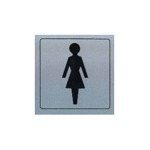 Damesymbol -  selvkl�bende skilt i aluminium 90x90 mm