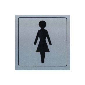 DAMESYMBOL -  selvkl�bende skilt i aluminium 14x14  mm