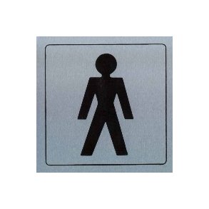 HERRESYMBOL -  selvkl�bende skilt i aluminium 14x14  mm