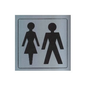 HERRE-DAME SYMBOL -  selvkl�bende skilt i aluminium 14x14  mm