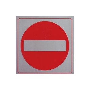 INDK�RSEL FORBUDT -  selvkl�bende skilt i aluminium 14x14  mm